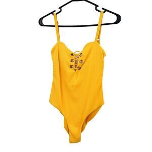 tinibikini size‎ small one piece yellow bathing suit swimsuit adjustable straps